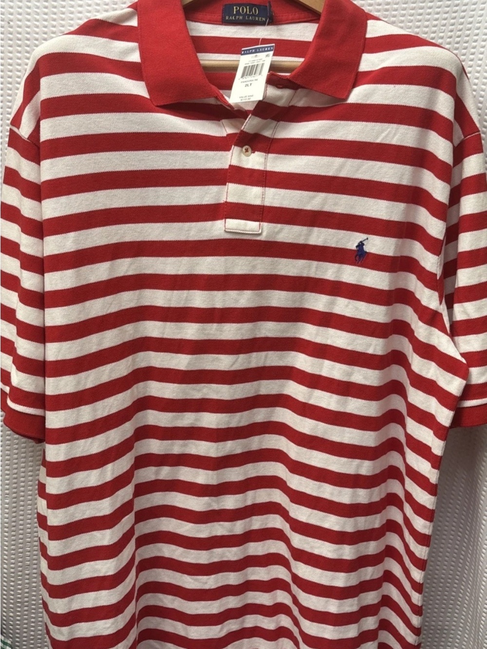 NWT Men’s Polo Ralph Lauren Red Stripe Polo Size 2XL T
